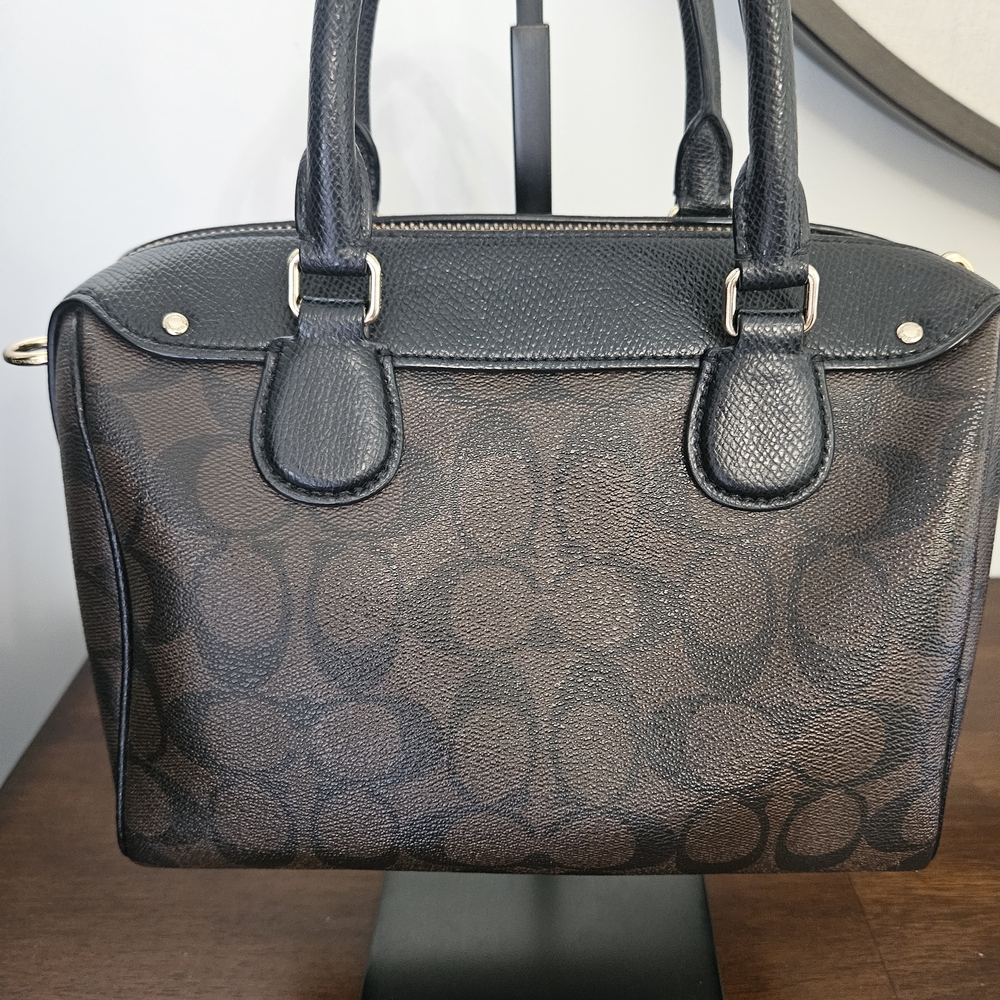 Coach Brown and Black Signature Satchel - Picture 2 of 9